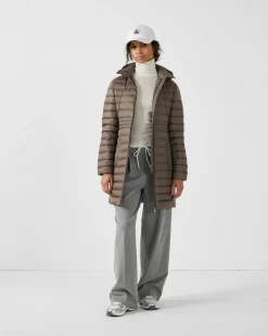 Doudoune longue à capuche Taupe Vero 2.0