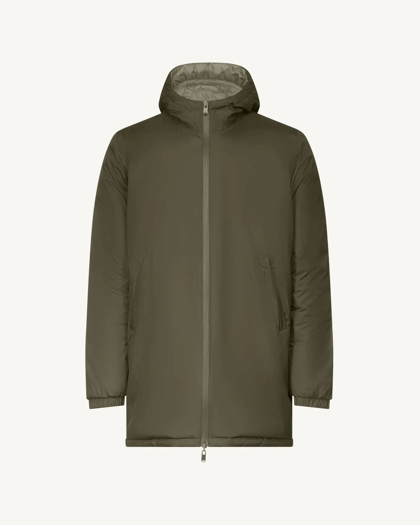 Doudoune longue réversible à capuche Army/Beige Amsterdam 2.0