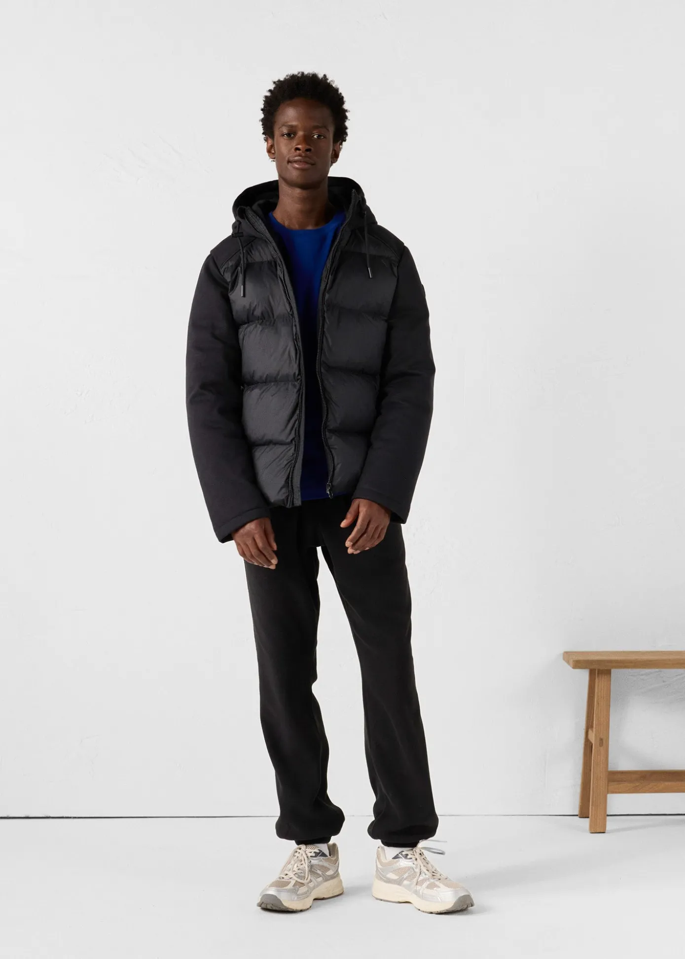 Doudoune puffer bi-matière Noir Thunder