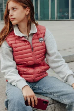 Doudoune sans manches enfant Velours rose Zoe