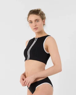 Haut de maillot de bain en néoprène Noir Jisoo top