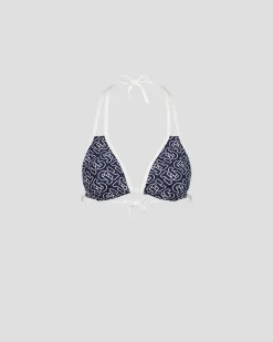 Haut de maillot de bain triangle Mono marine Maddie monogram top
