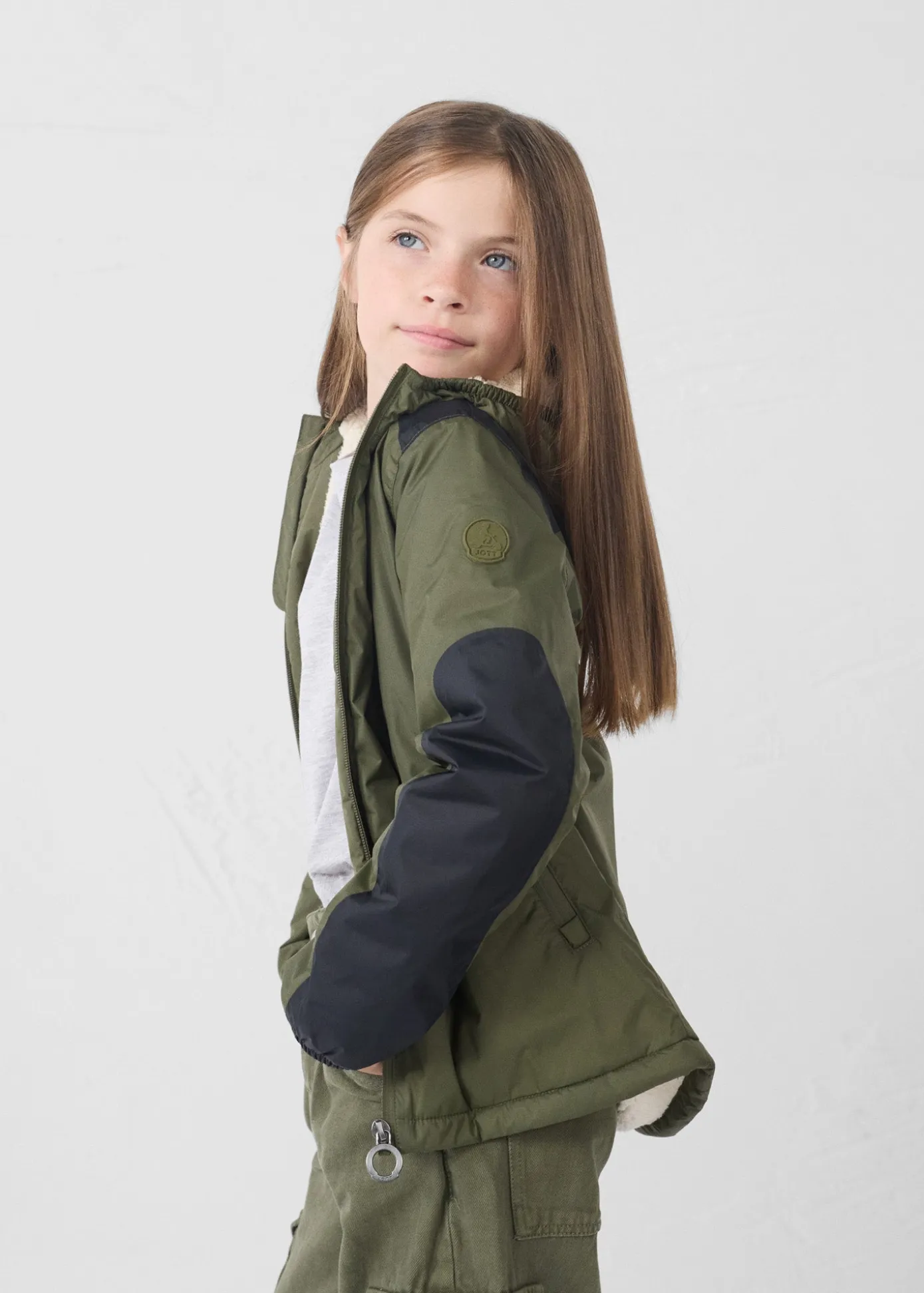 Imperméable enfant à capuche sherpa Army Lag sherpa