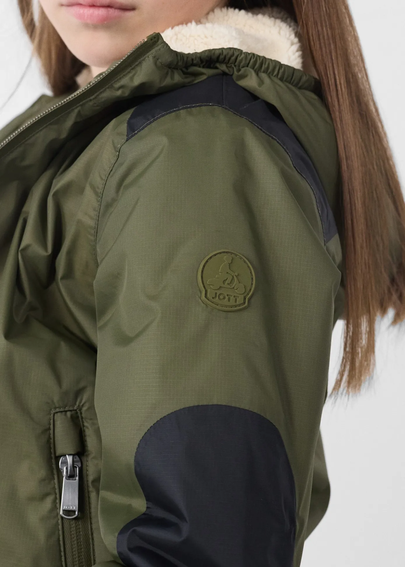 Imperméable enfant à capuche sherpa Army Lag sherpa