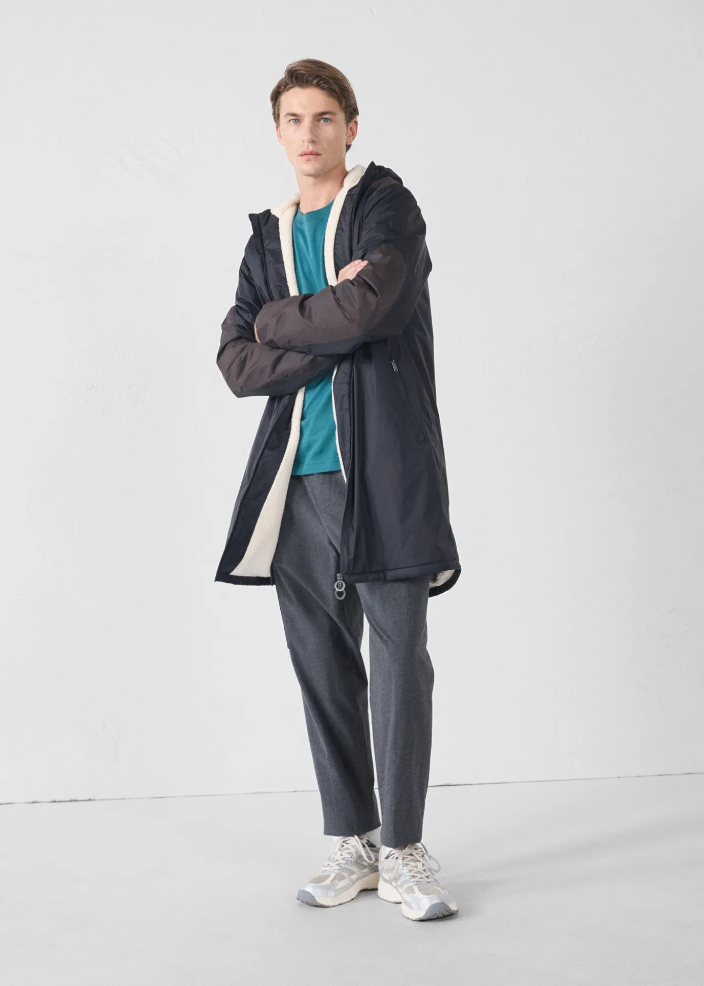 Imperméable sherpa long Noir Hallin sherpa