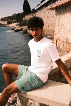 Maillot de bain Vert sauge rayé Ian stripe