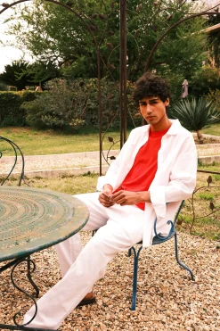 Pantalon droit en lin Blanc Caspian