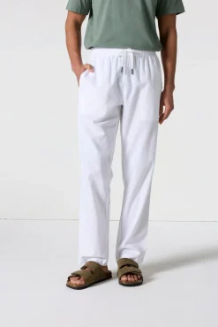 Pantalon droit en lin Blanc Caspian