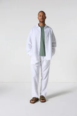 Pantalon droit en lin Blanc Caspian