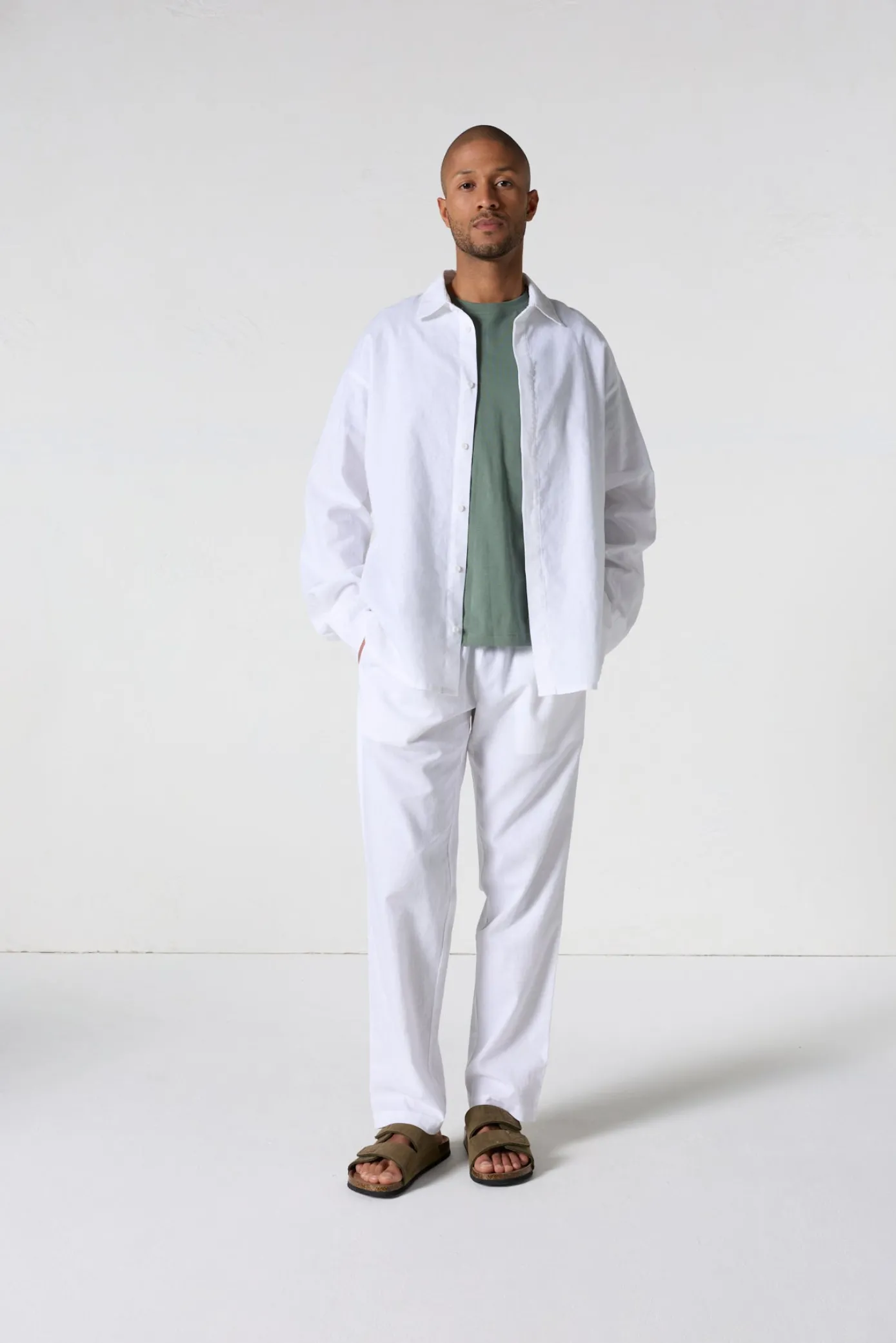 Pantalon droit en lin Blanc Caspian