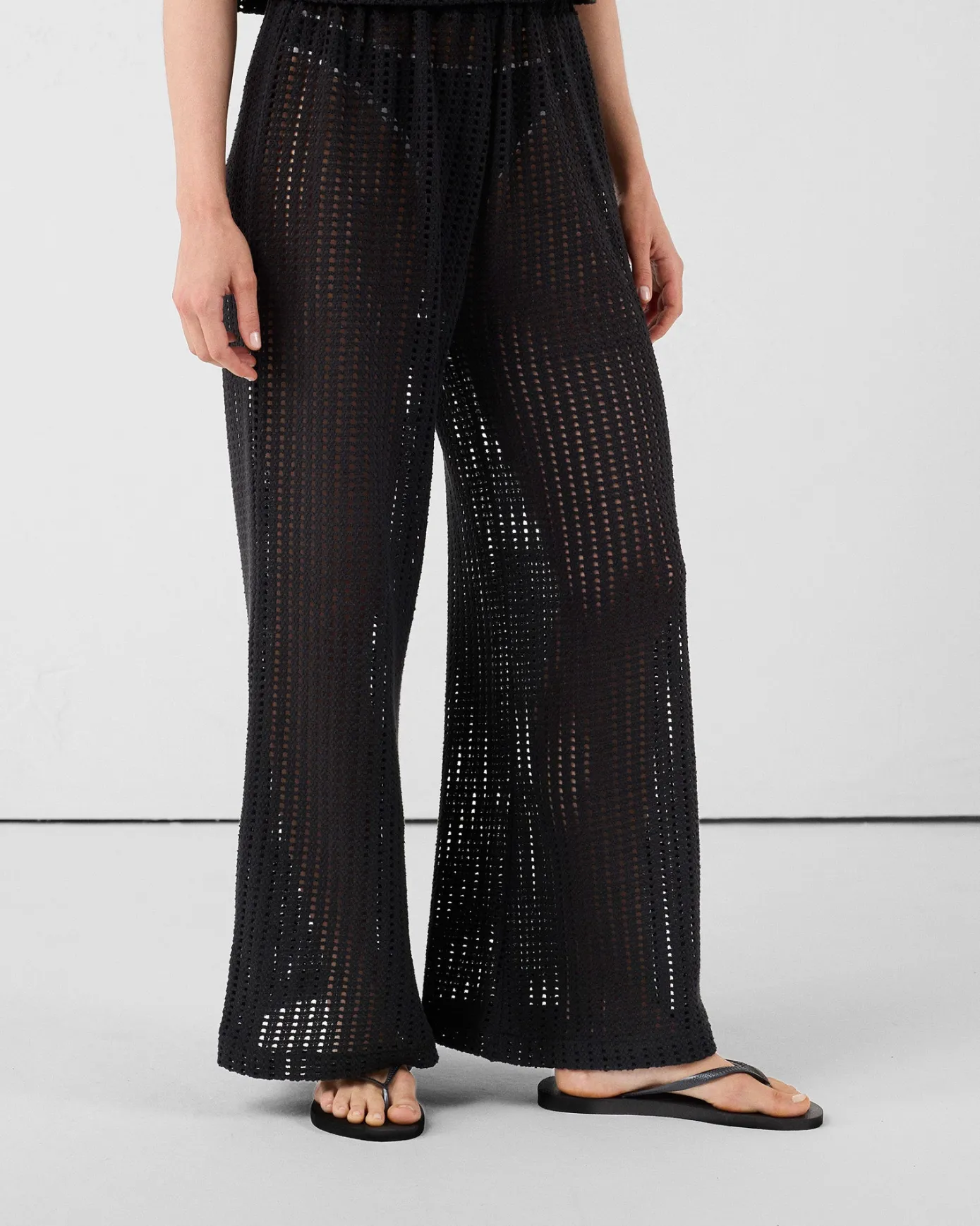 Pantalon en maille de coton Noir Virginia
