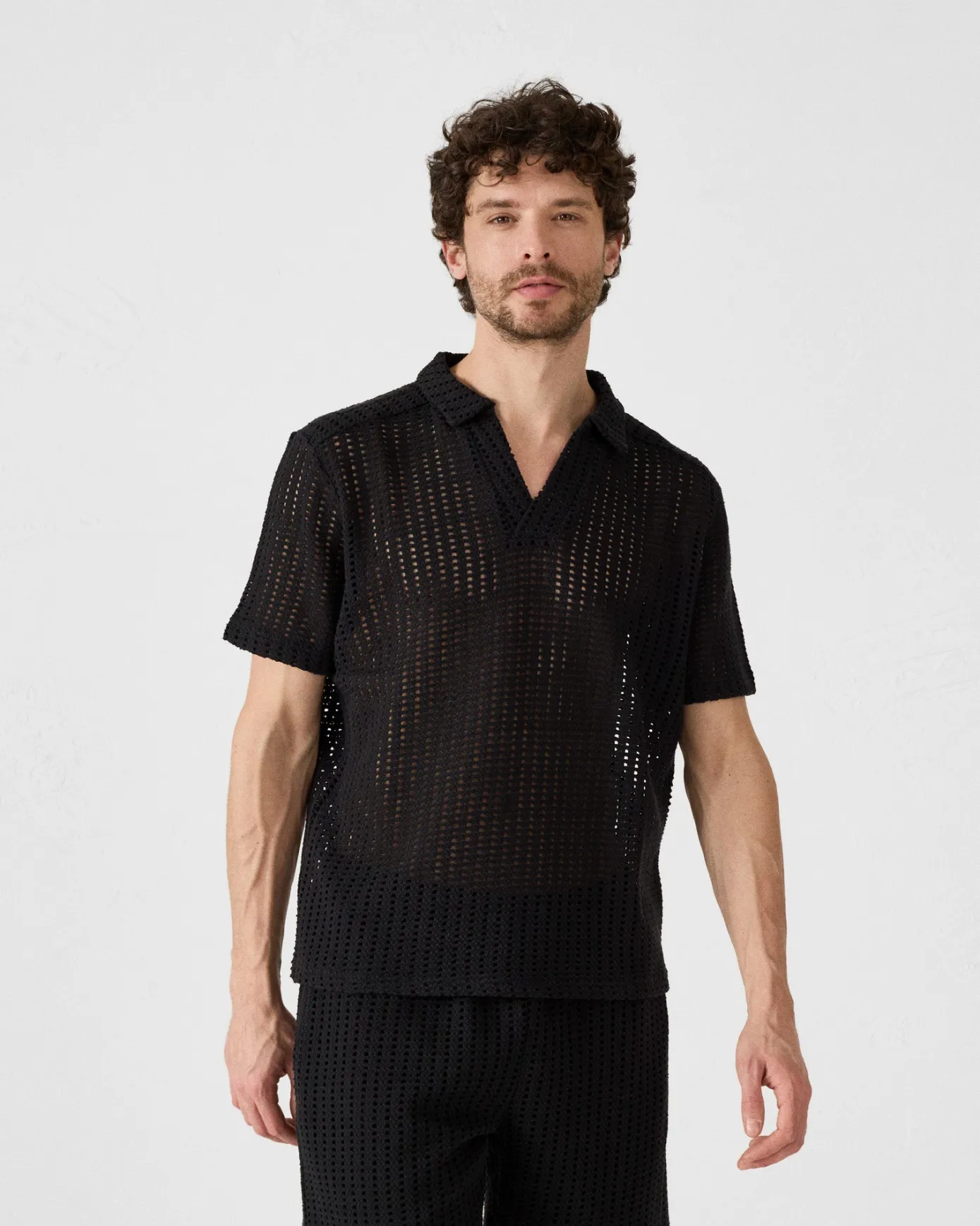 Polo en maille de coton Noir Bruno