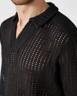 Polo en maille de coton Noir Bruno