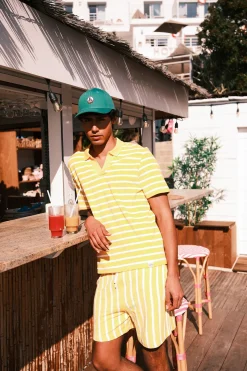 Polo éponge manches courtes Jaune abeille rayé Buggy stripe