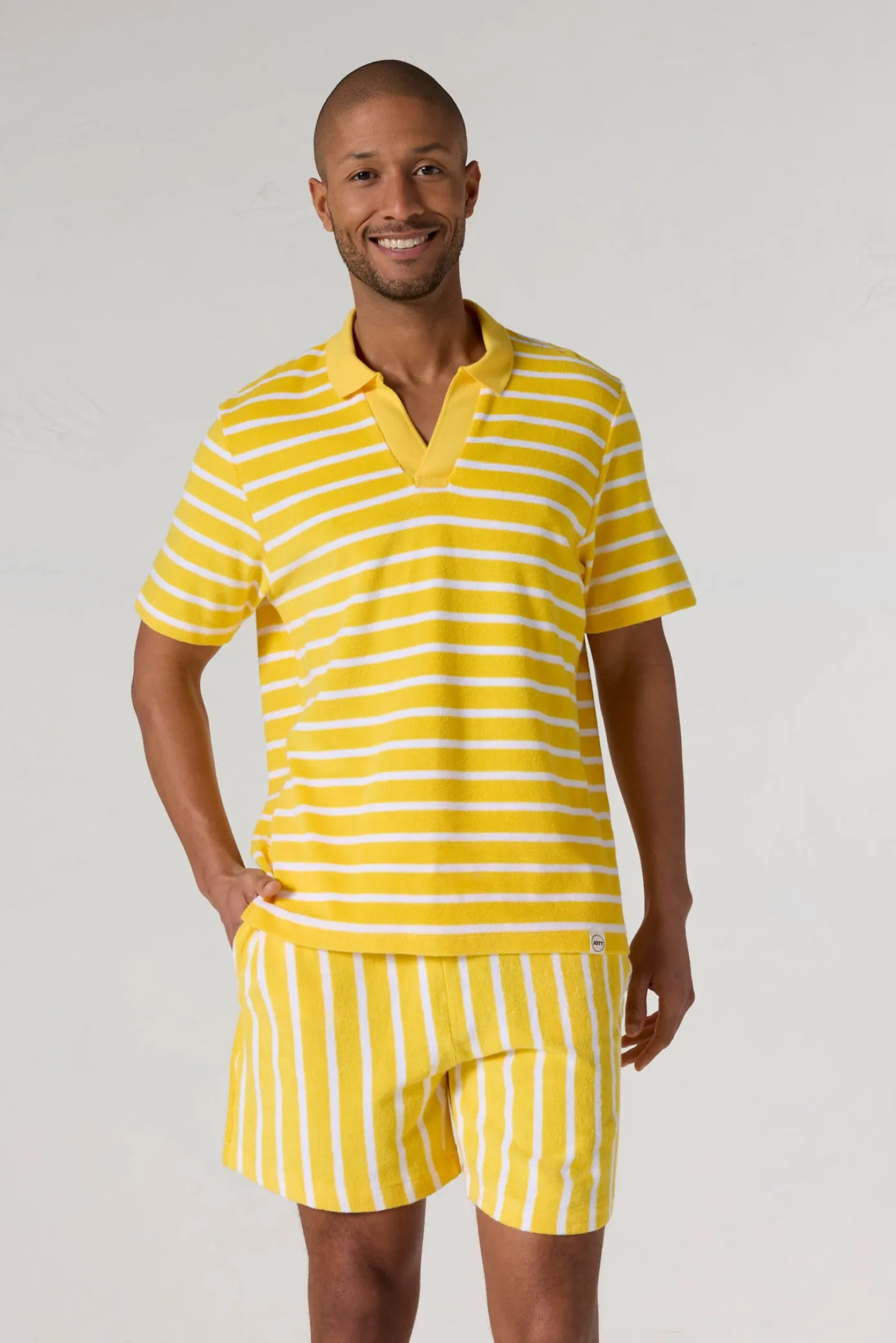 Polo éponge manches courtes Jaune abeille rayé Buggy stripe