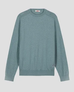 Pull en maille col rond Vert minéral Hadrien