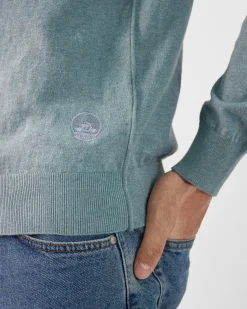 Pull en maille col rond Vert minéral Hadrien