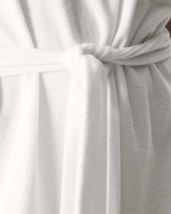 Robe longue ceinturée éponge Blanc Ibiza