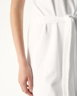 Robe longue ceinturée éponge Blanc Ibiza