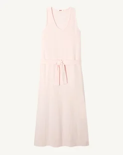 Robe longue ceinturée éponge Rose clair Ibiza