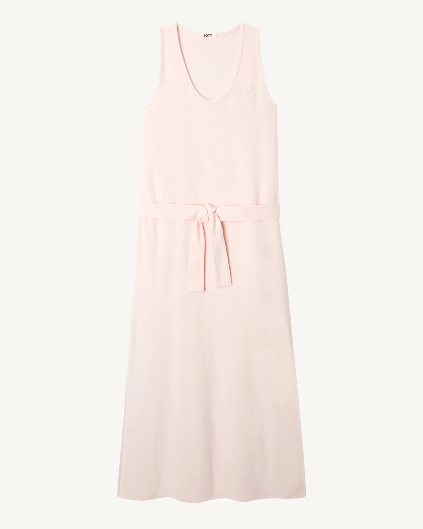 Robe longue ceinturée éponge Rose clair Ibiza