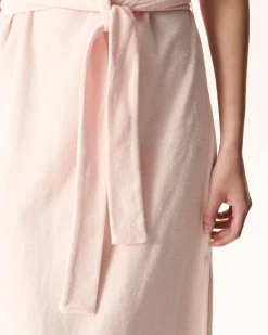 Robe longue ceinturée éponge Rose clair Ibiza