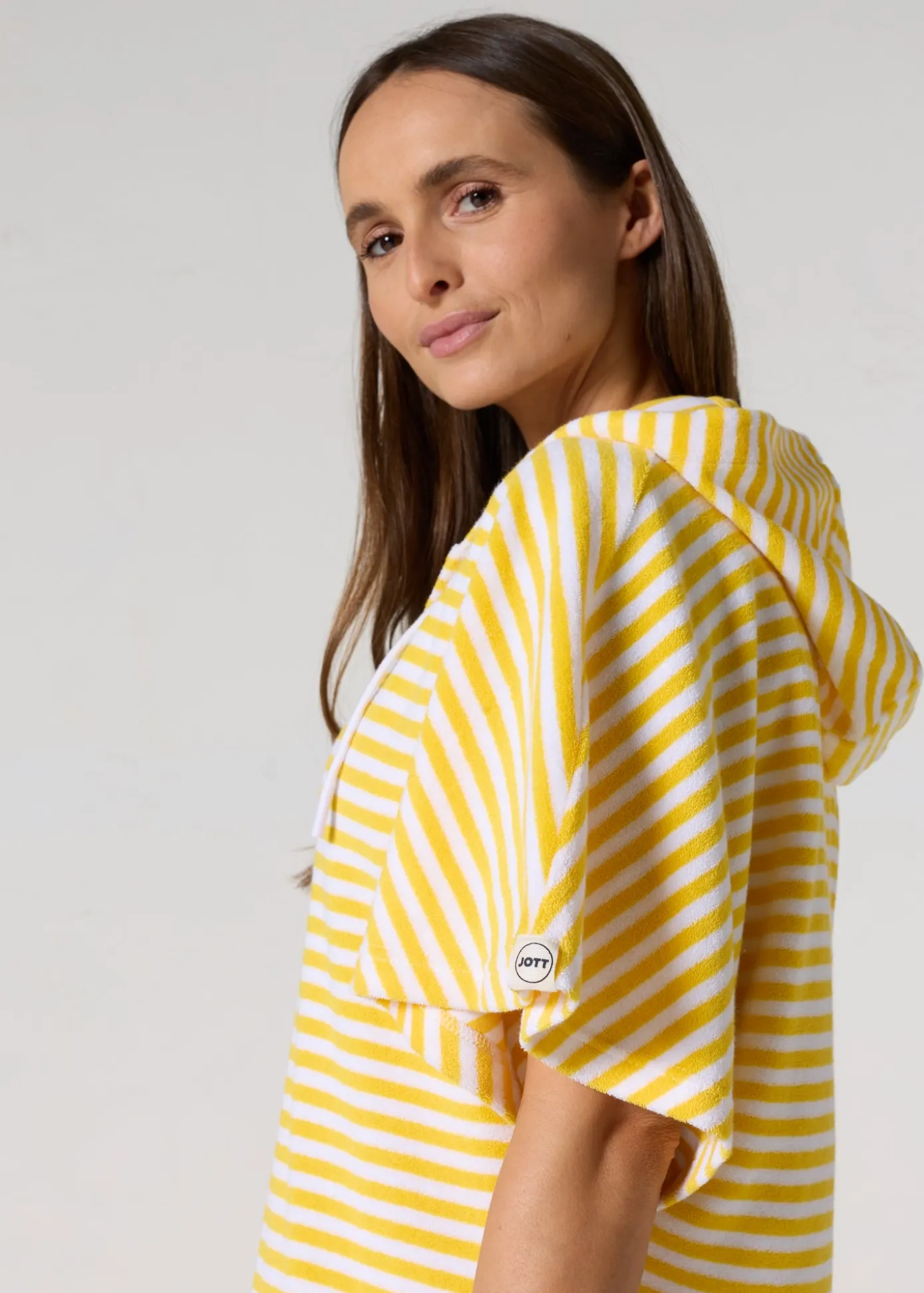 Robe éponge à capuche Jaune abeille rayé Pearl stripe