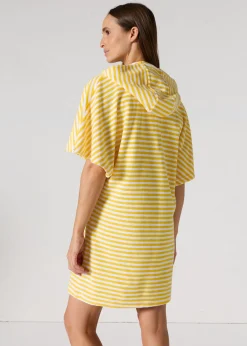 Robe éponge à capuche Jaune abeille rayé Pearl stripe