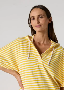 Robe éponge à capuche Jaune abeille rayé Pearl stripe