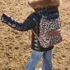 Sac à dos + trousse Leopard beige Pupil print