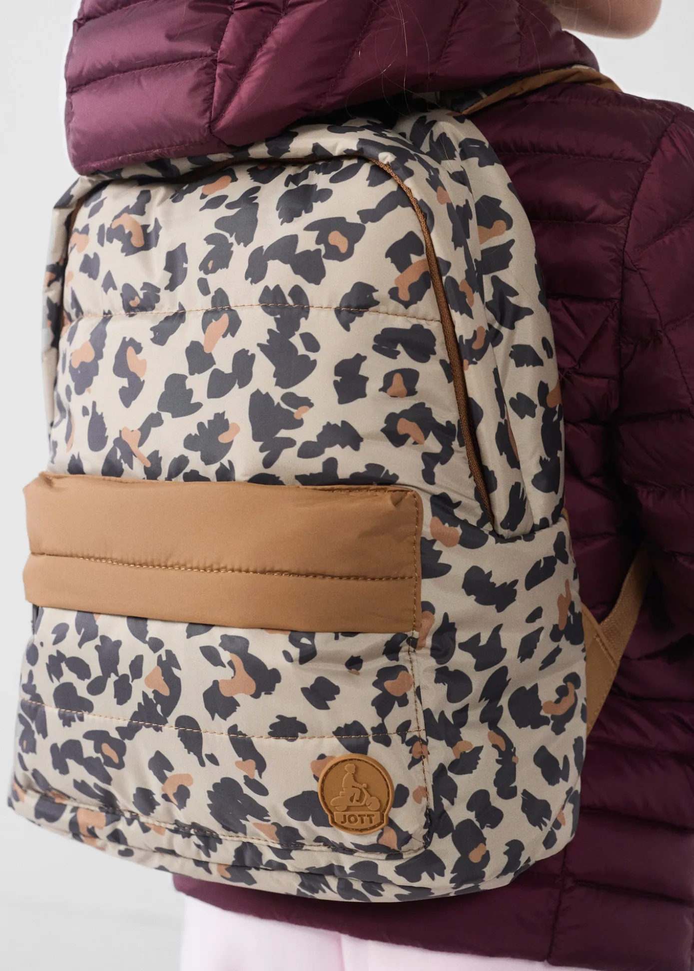 Sac à dos + trousse Leopard beige Pupil print