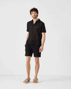 Short en maille de coton Noir Vittorio
