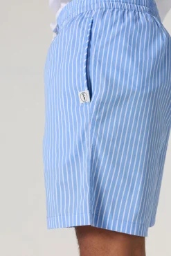 Short en popeline Bleu céleste rayé Saul stripe