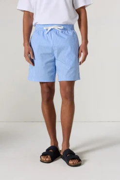 Short en popeline Bleu céleste rayé Saul stripe