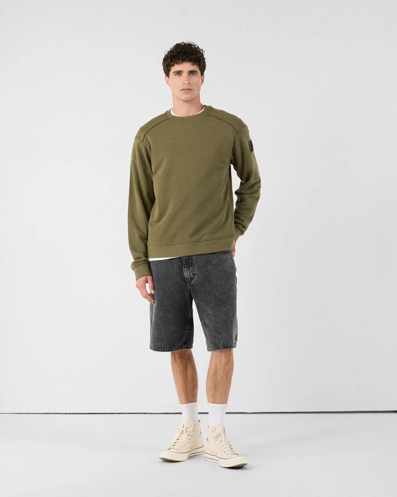 Sweat bimatière col rond Army Alphonse