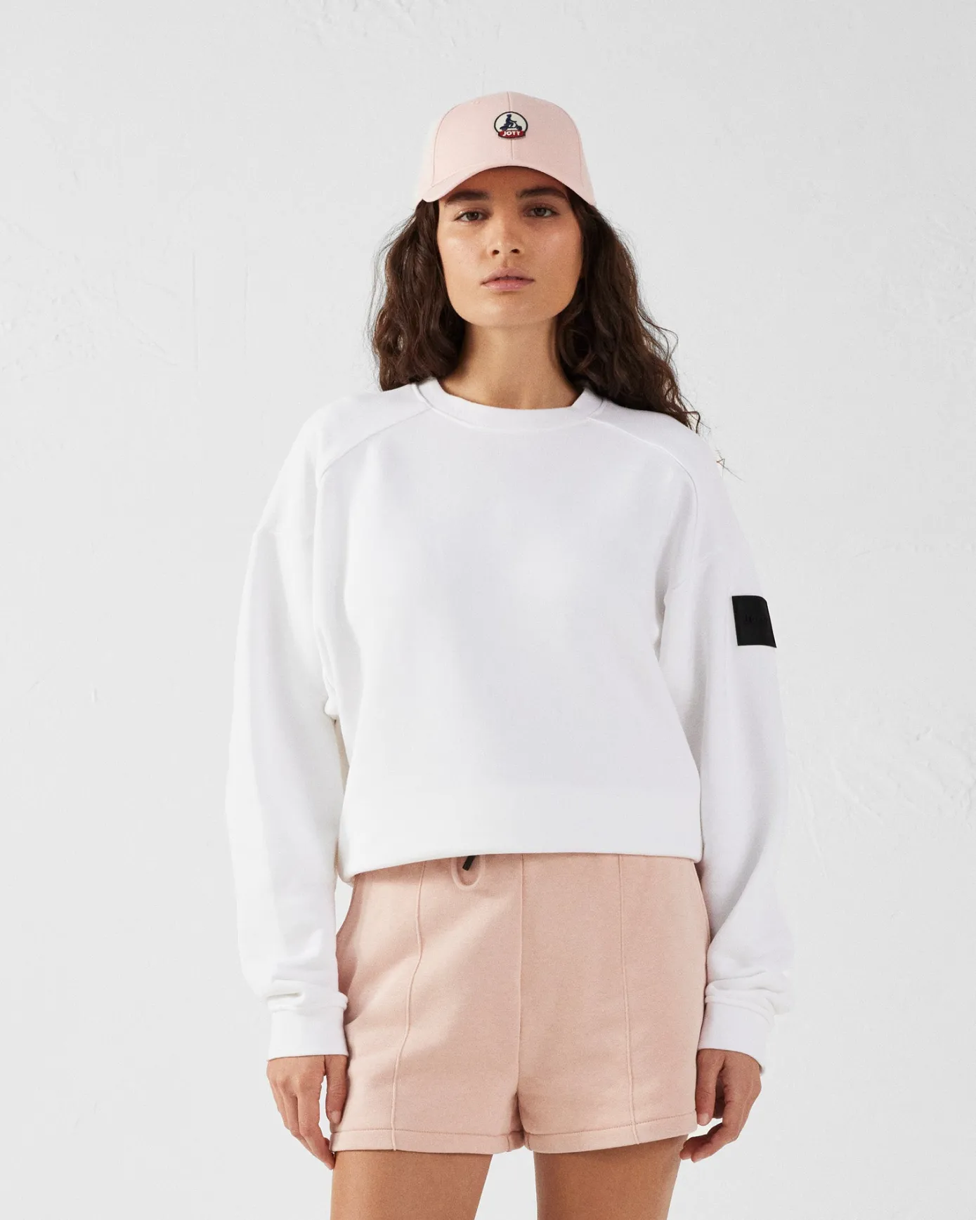 Sweat bimatière col rond Blanc Pinako