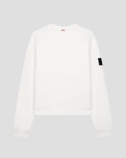 Sweat bimatière col rond Blanc Pinako