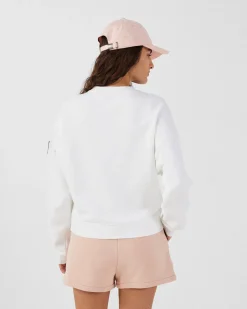 Sweat bimatière col rond Blanc Pinako