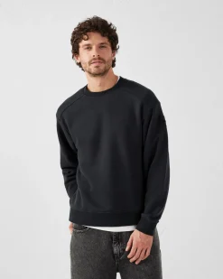Sweat bimatière col rond Noir Alphonse