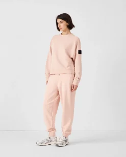 Sweat bimatière col rond Pêche clair Pinako