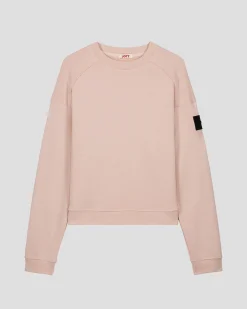 Sweat bimatière col rond Pêche clair Pinako