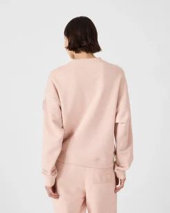 Sweat bimatière col rond Pêche clair Pinako