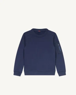 Sweat enfant col rond en coton Marine Rumba