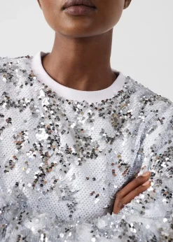 Sweat à sequins Blanc/argent Jeanne