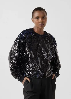 Sweat à sequins Noir/marine Jeanne