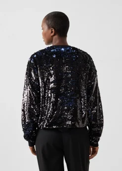 Sweat à sequins Noir/marine Jeanne