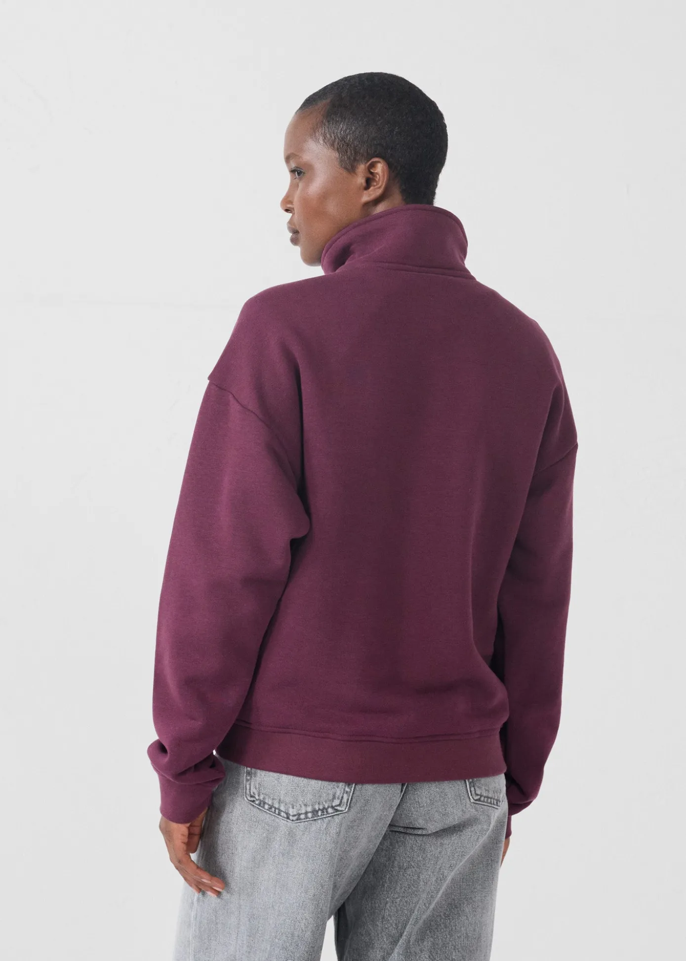 Sweatshirt demi-zippé Cerise noire Line
