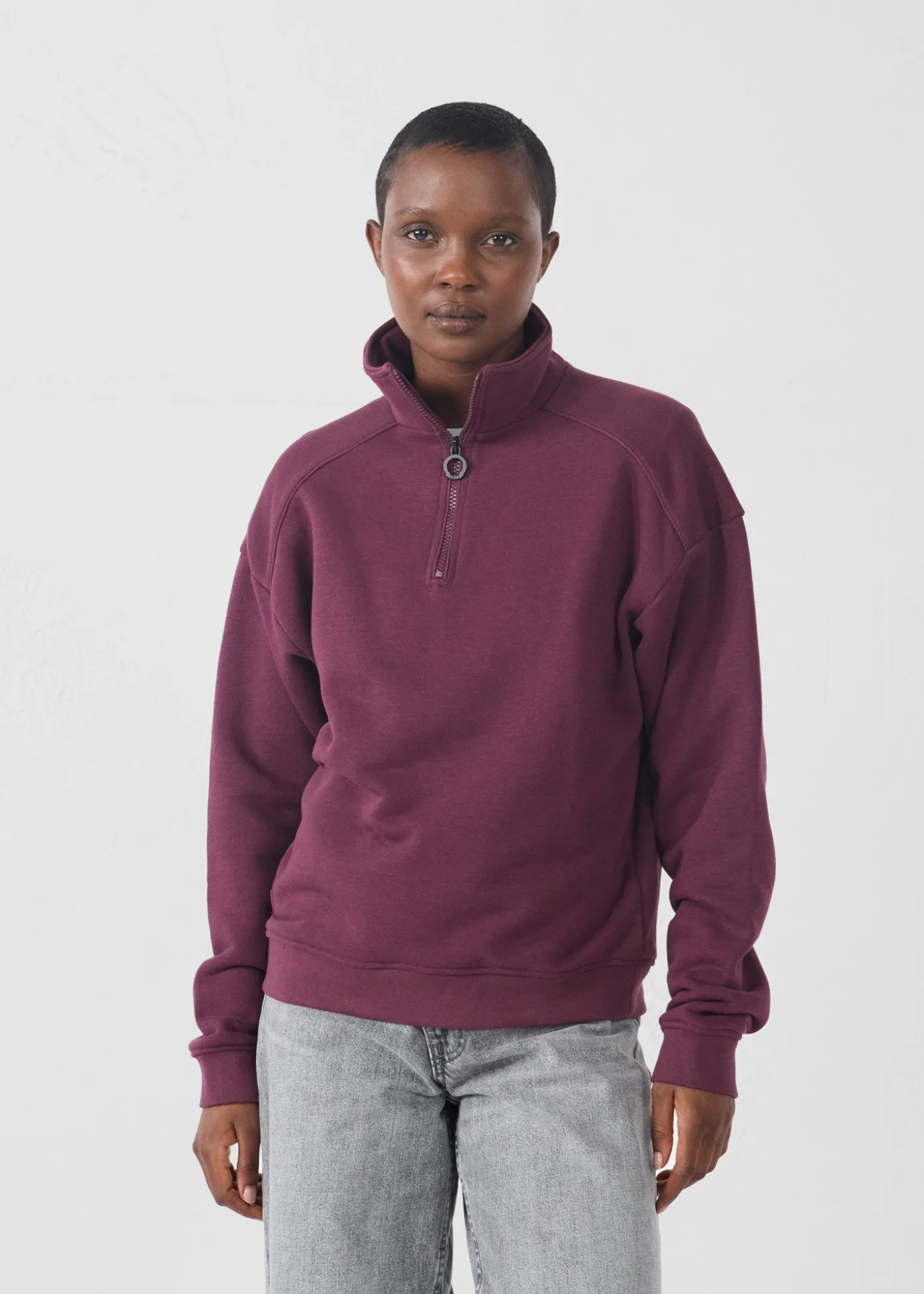 Sweatshirt demi-zippé Cerise noire Line