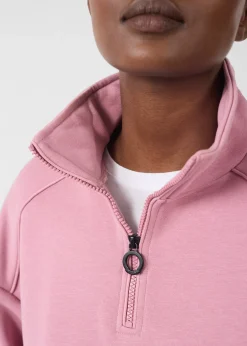Sweatshirt demi-zippé Rose antique Line