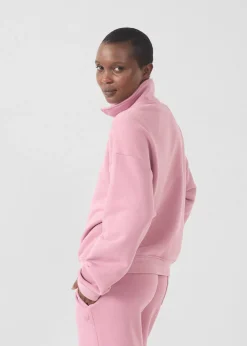 Sweatshirt demi-zippé Rose antique Line